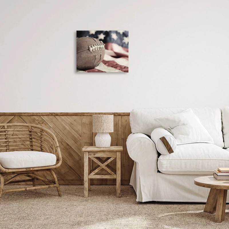 Stupell Industries Football & American Flag Canvas Wall Art