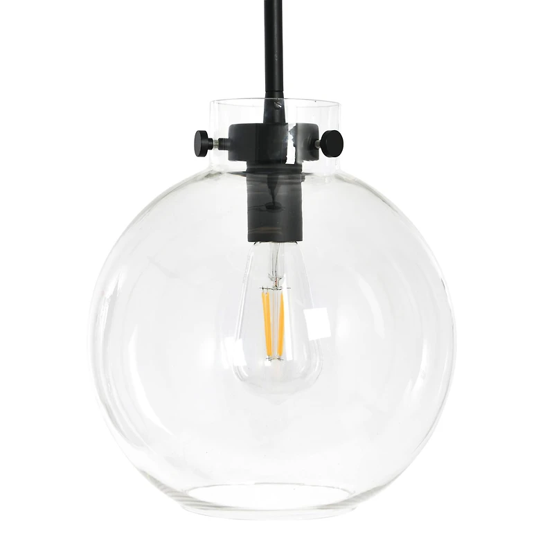 Hello Honey® Robert Stevenson Lighting Marson 15" Clear Glass & Matte Black Metal Ceiling Light