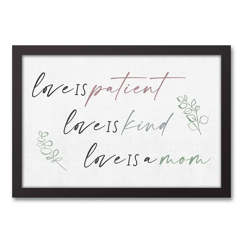 Love is Mom Black Framed Canvas