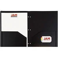 JAM Paper 3-Hole Heavy Duty Plastic Pocket Folder