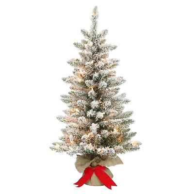 3ft. Pre-Lit Flocked Fraser Fir Artificial Christmas Tree, Clear Lights