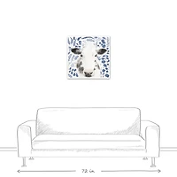 Navy Botanical Cow 24" x 24" Canvas Wall Art