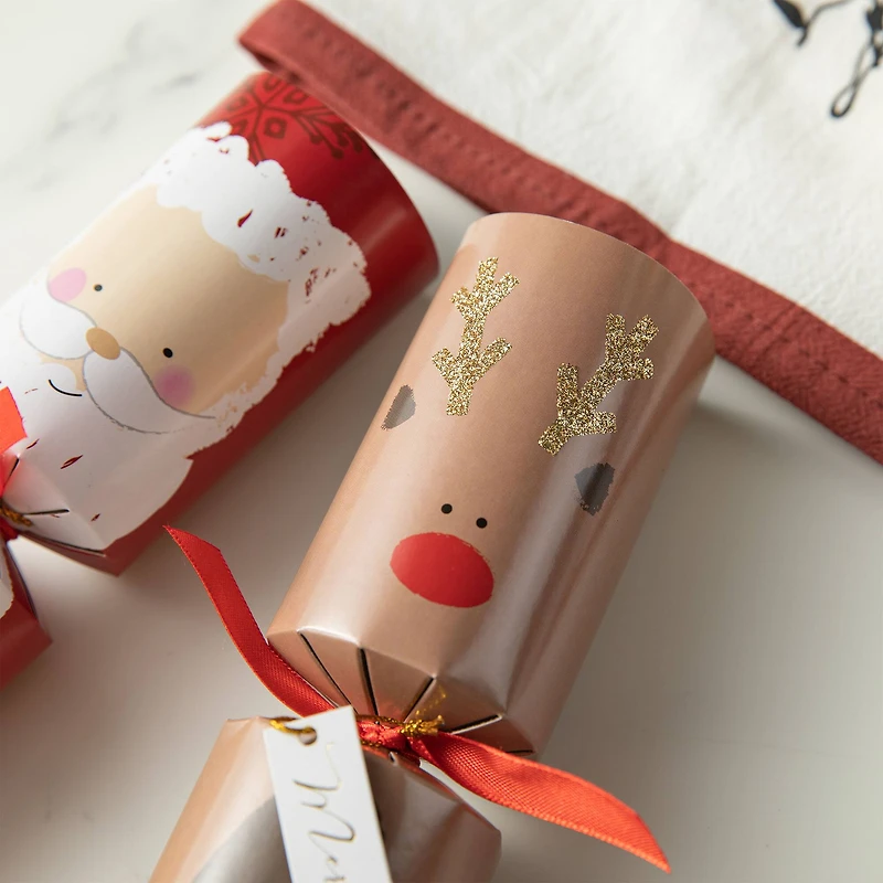 Glitzhome® 12" Christmas Santa, Snowman, Penguin & Reindeer Party Cracker with Gift Contents, 6ct.