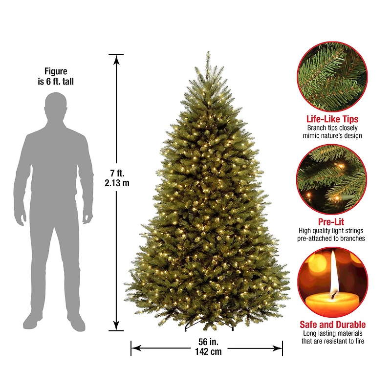 7ft. Pre-Lit PowerConnect™ Dunhill® Fir Tree Artificial Christmas Tree, Clear Lights