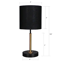 15.5" Gold & Black Metal Table Lamp with Black Fabric Shade by Ashland®