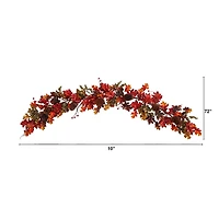 6ft. Autumn Maple Leaves, Berry & Pinecones Fall Garland