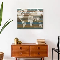 World Map Stripes 20" x 16" Canvas Wall Art