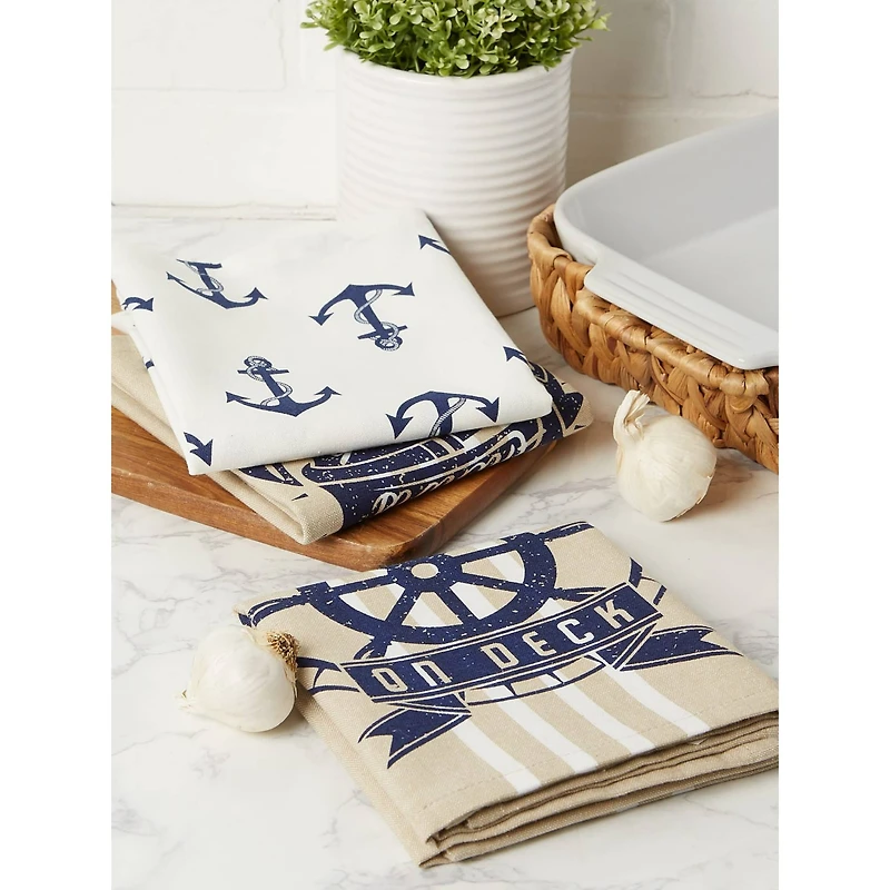 DII® Seafair Maritime Printed Dishtowel, 3ct.