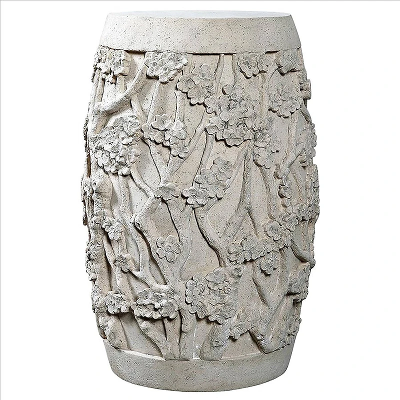 Design Toscano® 24" Stone Finish Sakura Cherry Blossom Asian Sculptural Pedestal Table
