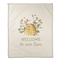 Welcome To Our Hive Floral Fleece Throw