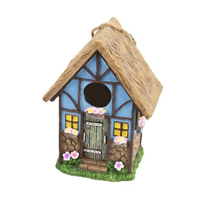 Santa's Workshop 8" Blue Cottage Bird House