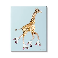 Stupell Industries Funky Giraffe Roller Skates Pink Wheels Striped Socks Canvas Wall Art