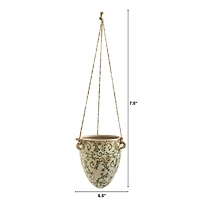 24" Green Tuscan Hanging Ceramic Scroll Planter