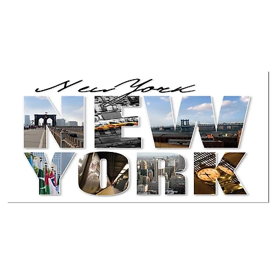 Designart - New York City Graphic Montage - Large Cityscape Canvas Art Print