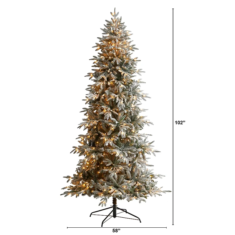 8.5ft. Pre-Lit Flocked Manchester Spruce Artificial Christmas Tree, Warm White Lights