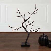 15" LED Lighted Black Weeping Halloween Twig Tree, Orange Lights