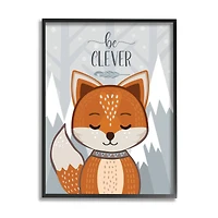 Stupell Industries Be Clever Cute Fox Mountain Giclée Textured Black Framed Wall Art
