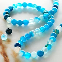 Blue Striped Agate Round Beads, 4mm by Bead Landing™