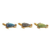 5" Brown Polystone Coastal Turtle Sculpture Set