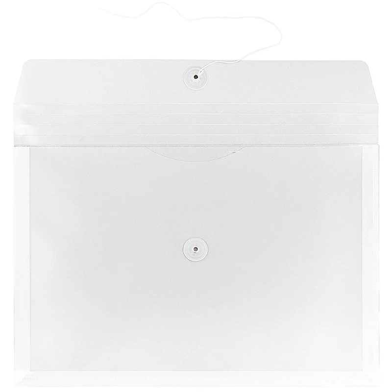 JAM Paper 9.75" x 14.5" Button & String Tie Closure Plastic Envelopes
