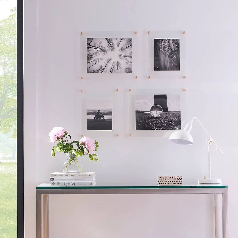 Wexel Art Double Panel Clear Acrylic Floating Wall Frame with Gold Hardware