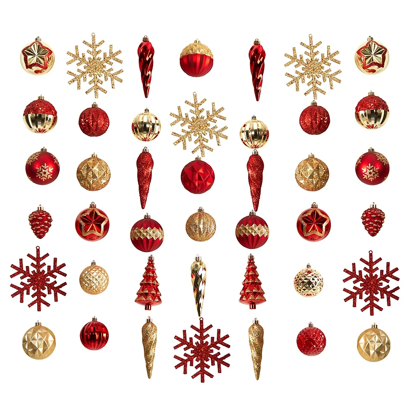 52ct. Holiday Deluxe Shatterproof Christmas Tree Ornament Box Set