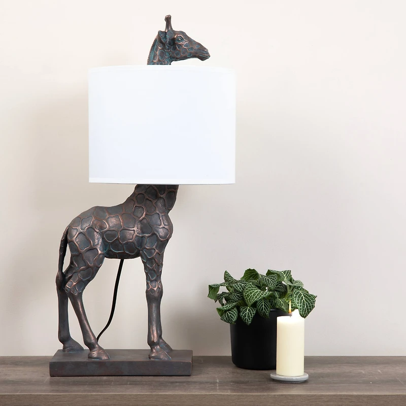 Hello Honey® 28" Bronze Giraffe Table Lamp with Linen Shade