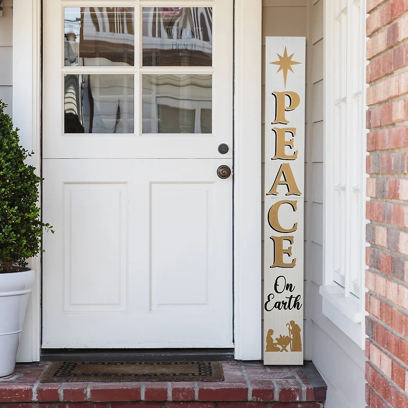 Glitzhome® 60'' PEACE Nativity Wooden Porch Sign