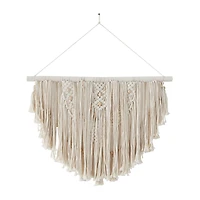 White Fabric Bohemian Wall Decor, 28" x 1" x 32"