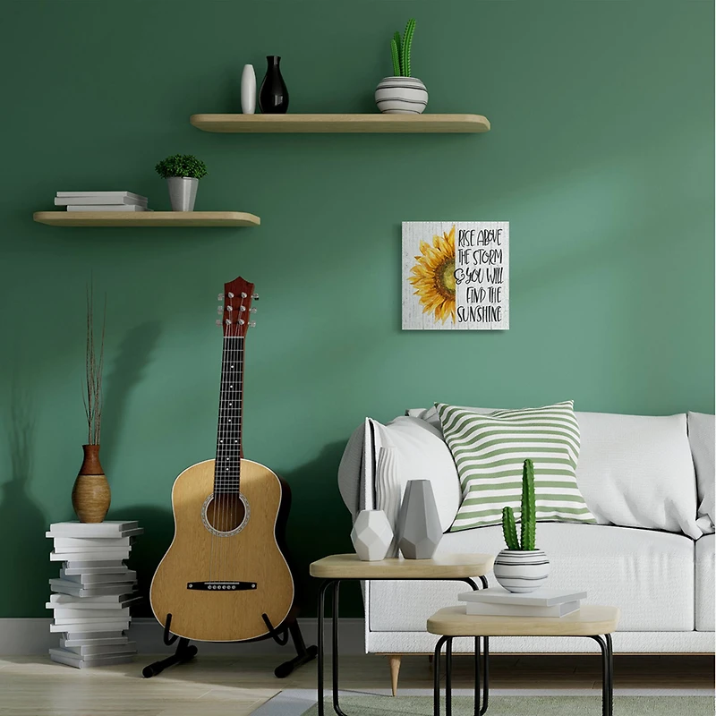 Stupell Industries Above Storm Find Sunshine Phrase Rustic Sunflower Canvas Wall Art