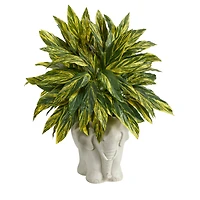 25" Spiderwort Plant in White Elephant Shaped Planter