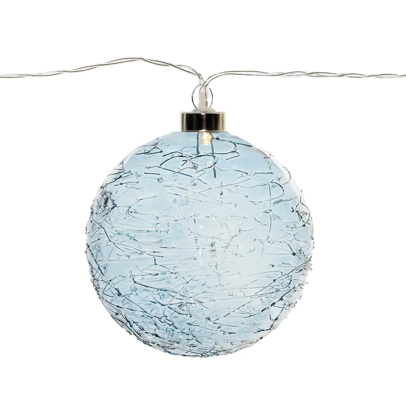 LED Blue Crackle Glass Ball Ornament String