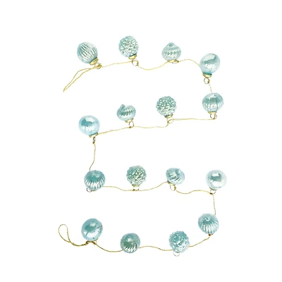 Hello Honey® 6ft. Mint Green Embossed Mercury Glass Ornament Garland