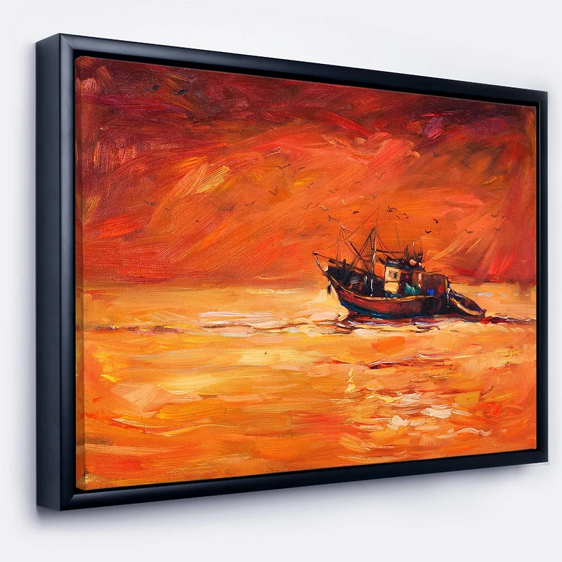 Designart - Fishing Boat in Red Hue