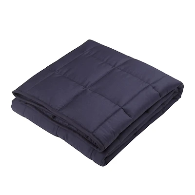 Glitzhome® Navy Blue Cotton Shell Quilted Weighted Blanket with Polyester Filling