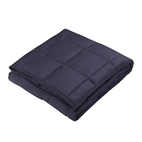 Glitzhome® Navy Blue Cotton Shell Quilted Weighted Blanket with Polyester Filling