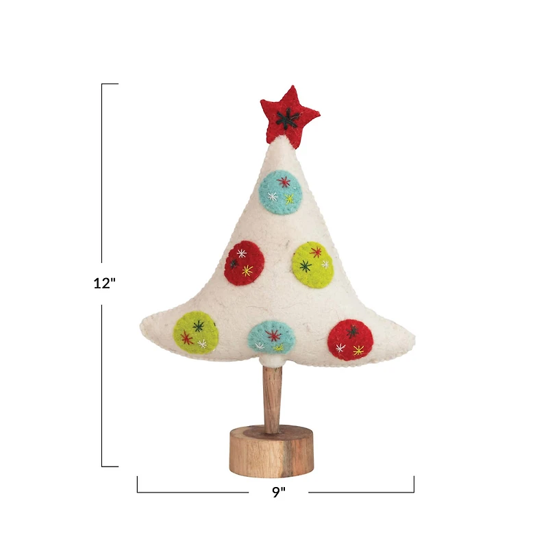 Hello Honey® 12" Handmade Embroidered Wool Felt Tree with Star