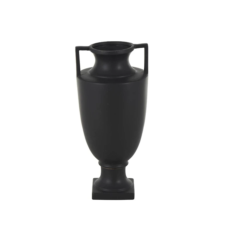 22" Black Ceramic Sleek Amphora Vase