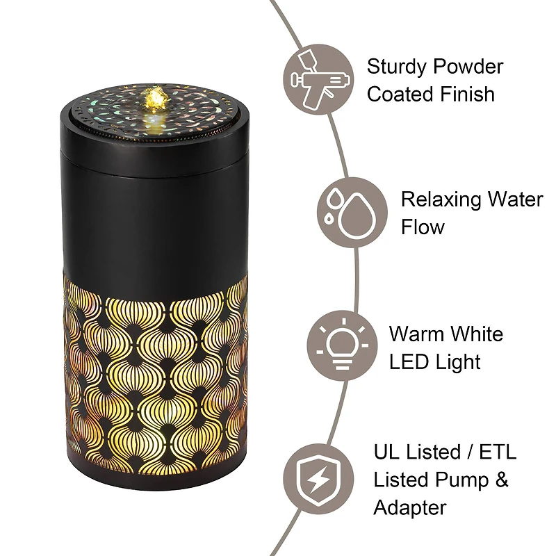Glitzhome® 24" Metal LED Cutout Pattern Outdoor Fountain