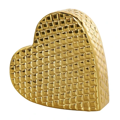 9" Gold Aluminum Heart Slanted Sculpture