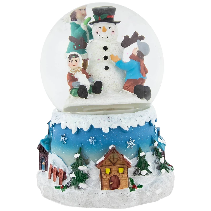 5.5" Snowman & Children Musical Swirling Snow Globe