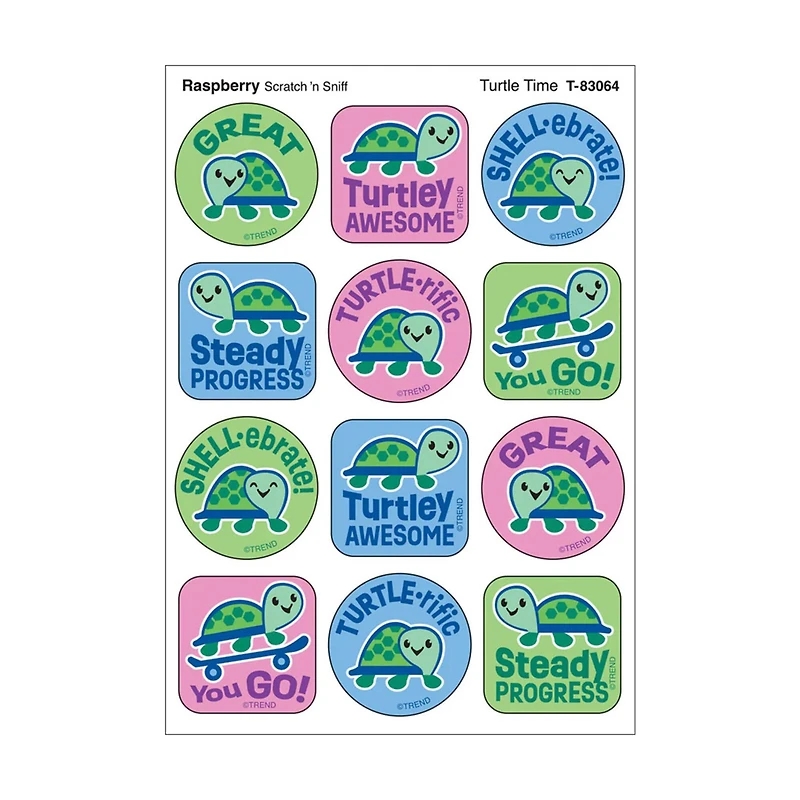TREND Enterprises® Turtle Time, Raspberry Scent Scratch 'n Sniff Stinky Stickers®, 48 Per Pack, 6 Packs total of 288