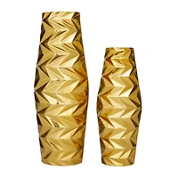 Gold Aluminum Modern Abstract Vase, Set of 2" 20", 15"