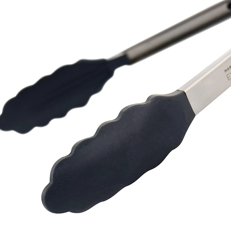 Martha Stewart Everyday Gray Silicone Smart Lock Kitchen Tongs