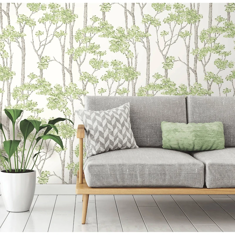 RoomMates Green & Gray Birch Grove Peel & Stick Wallpaper