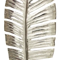 24" Silver Aluminum Leaf Standing Sculpture with Black Marble Base