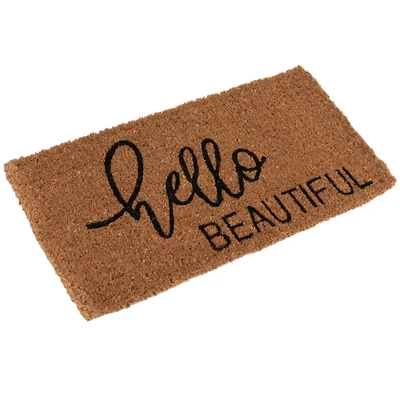 Hello Honey® Black & Brown Hello Beautiful Natural Coir Doormat