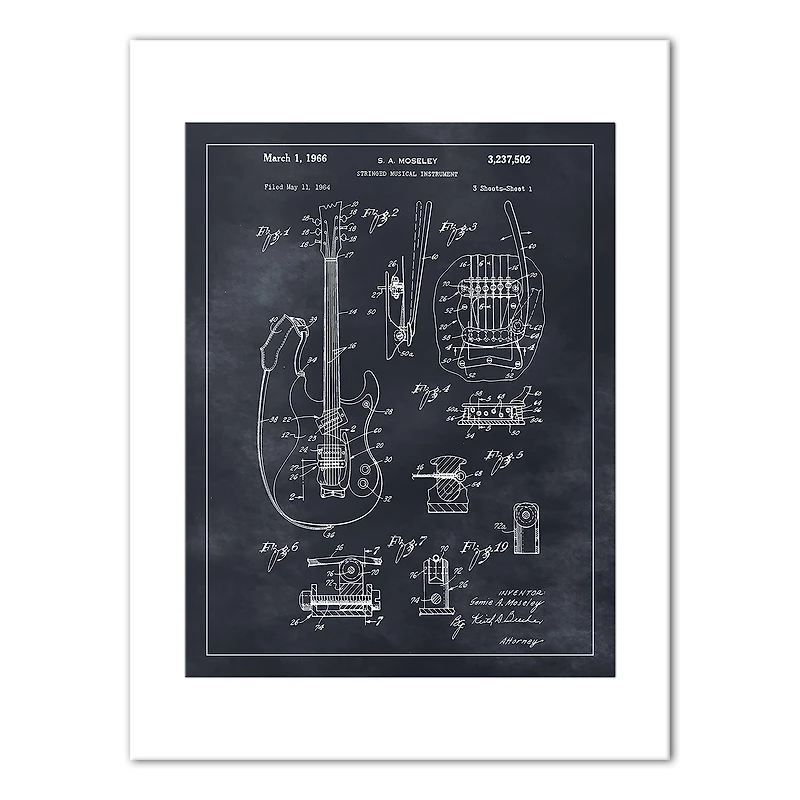Guitar Patent 12" x 16" Canvas Wall Art