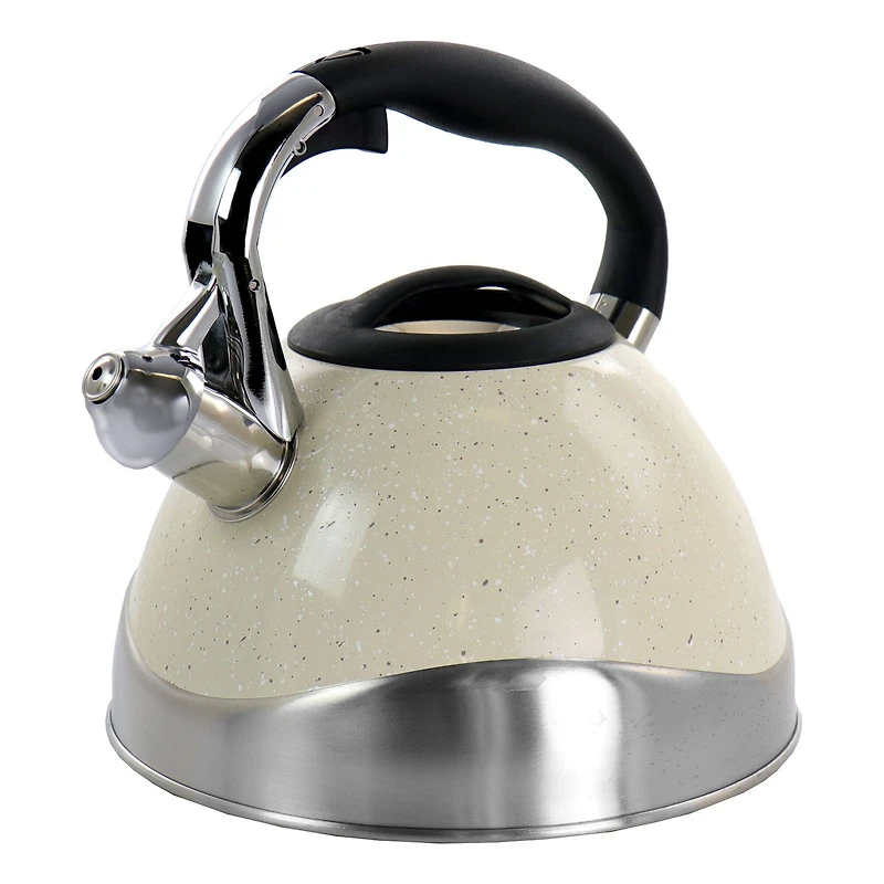 MegaChef 3L Light Tan Speckle Stovetop Whistling Kettle