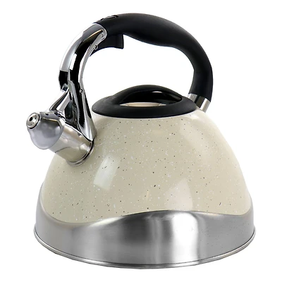 MegaChef 3L Light Tan Speckle Stovetop Whistling Kettle